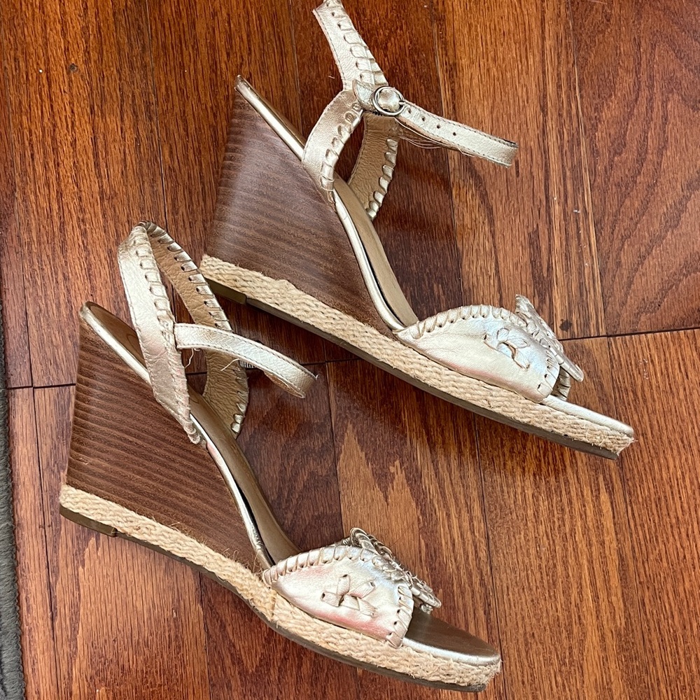 Jack Rogers Gold Wedge Sandals - Picture 7 of 11